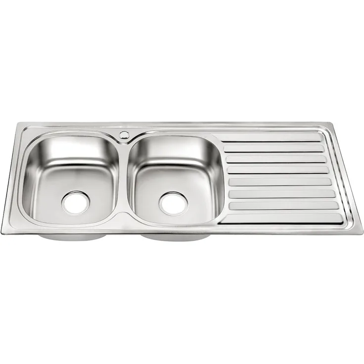 MUCOLA 120CM Edelstahl Doppel Einbauspüle LINKS Edelstahlspüle Küchenspüle 2 Becken