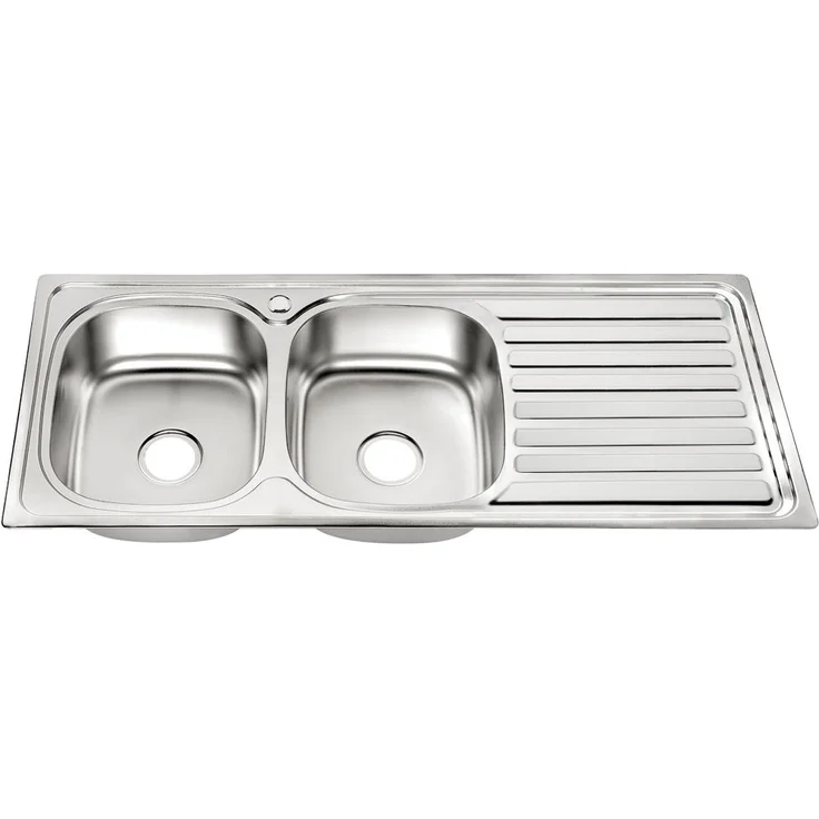 MUCOLA 120CM Edelstahl Doppel Einbauspüle LINKS Edelstahlspüle Küchenspüle 2 Becken – Bild 1
