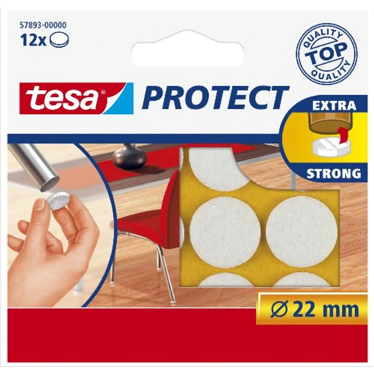Tesa Protect Filzgleiter, rund, Ø22mm, weiß, 12 Stück – Bild 1