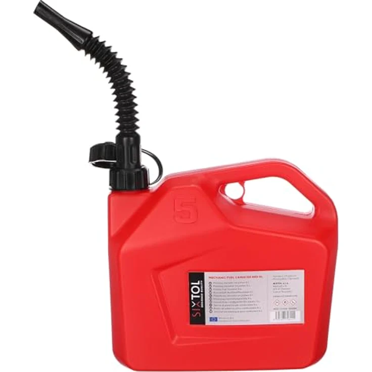 SIXTOL Kunststoffkanister MECHANIC FUEL CANISTER rot, 5L, chemikalienbeständig mit LDPE-Ausgießer und Sichtfenster – Bild 1