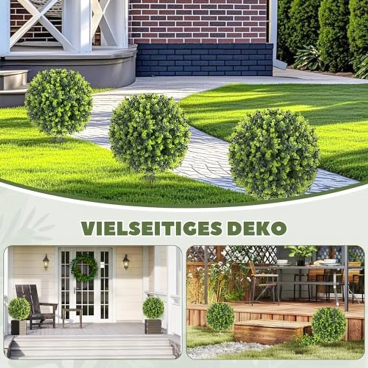 HOMCOM 2er-Set Künstliche Buchsbaumkugeln 56 cm, UV-beständige Deko-Pflanzen mit Erdspieß für Innen- und Außenbereiche, grün – Bild 5