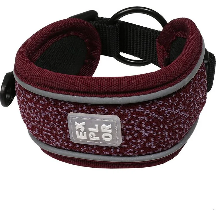DUVO+ Duvoplus EXPLOR Ultimate Fit Control Halsband, breites atmungsaktives Neopren-Halsband mit reflektierender Paspelierung - plum purple