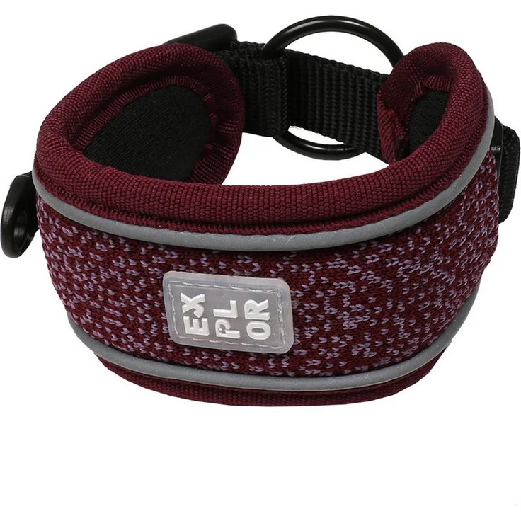 DUVO+ Duvoplus EXPLOR Ultimate Fit Control Halsband, breites atmungsaktives Neopren-Halsband mit reflektierender Paspelierung - plum purple