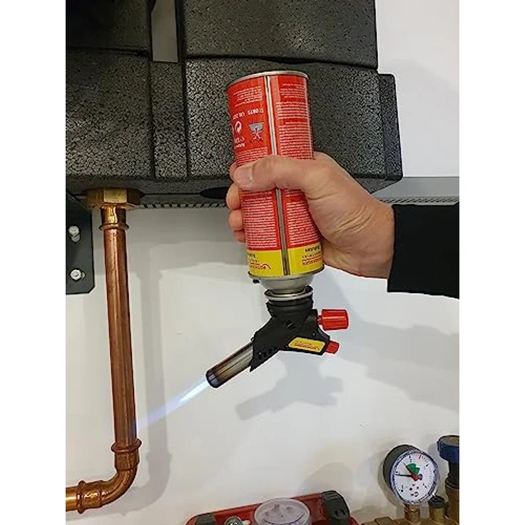 ROTHENBERGER Industrial Gas Brenner RS 220, Lötbrenner mit 360° Drehung und Piezo-Zündung, inkl. RoButan Gaskartusche 220 g – Bild 5