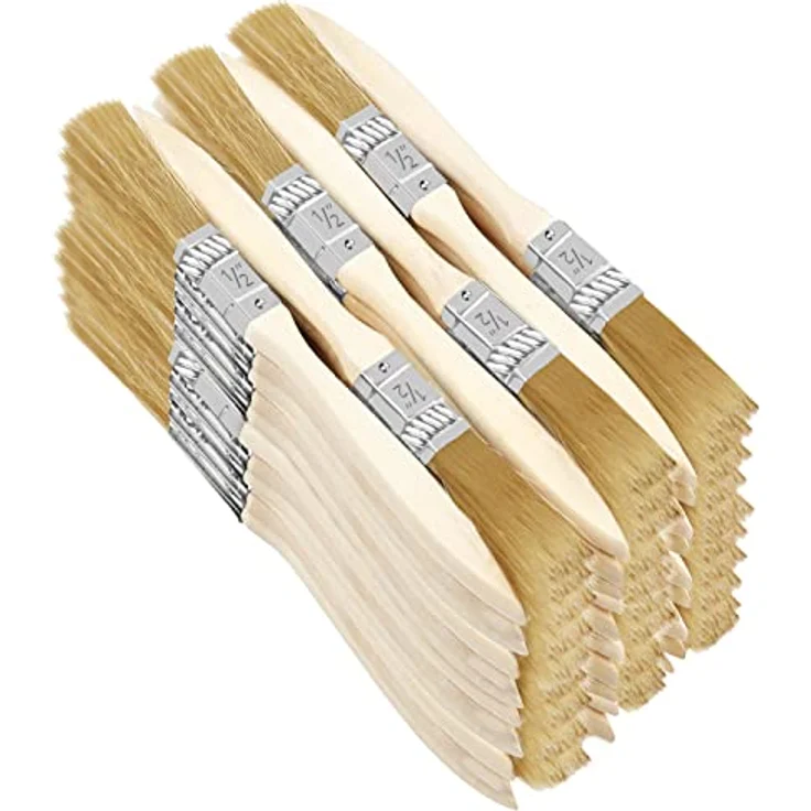 Kurtzy 72 STK Wiederverwendbare 12,7 mm Pinsel Set - Professionelle Lackpinsel für Lacke, Farben, Klebstoffe, Gesso & Beizen - Acryl Pinsel mit Holzgriff für Malerbedarf – Bild 5