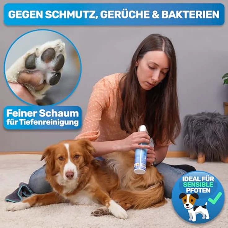 BluePet Pfotenschaum 200ml, Pfotenreiniger für Hunde & Katzen mit 2-in-1 Reinigung und Pflege, vegan, pH-neutral, hergestellt in der EU – Bild 3