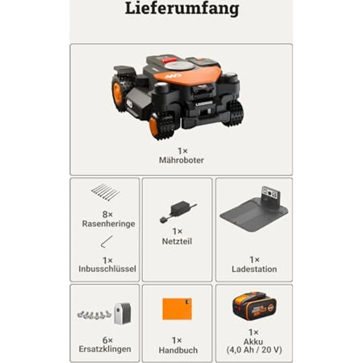 Worx Landroid Vision Cloud 4WD WR340E, Mähroboter für bis 600 m² mit Allrad-Antrieb, RTK Cloud Positionierung und Auto-Kartierung – Bild 9