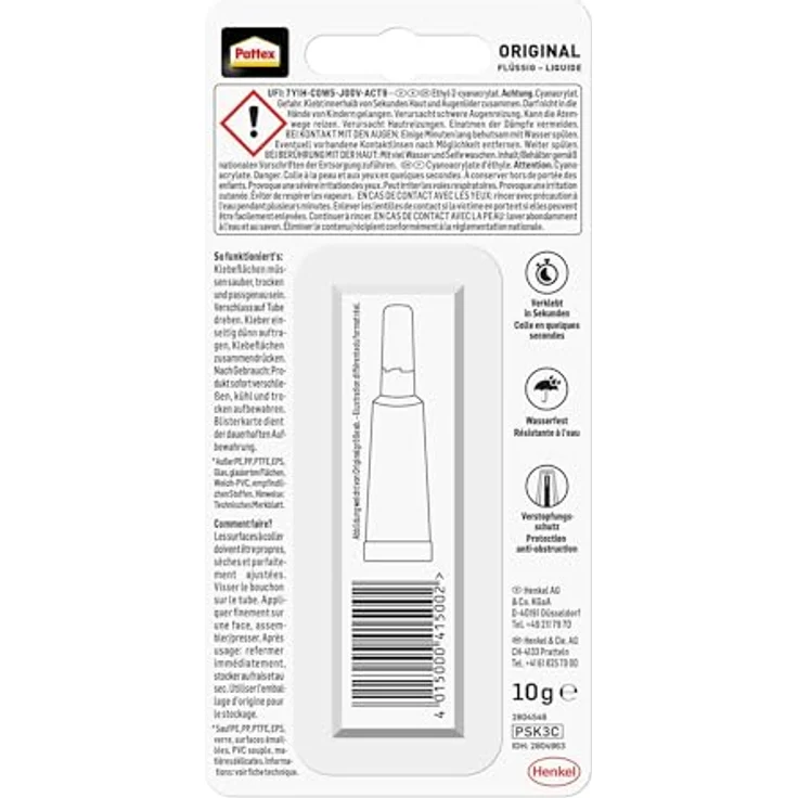 Pattex Sekundenkleber Flüssig, spülmaschinenfester Superkleber für viele Sofortreparaturen, schnelltrocknender farbloser Flüssigkleber, 1 x 10g - Preisvergleich – Bild 3