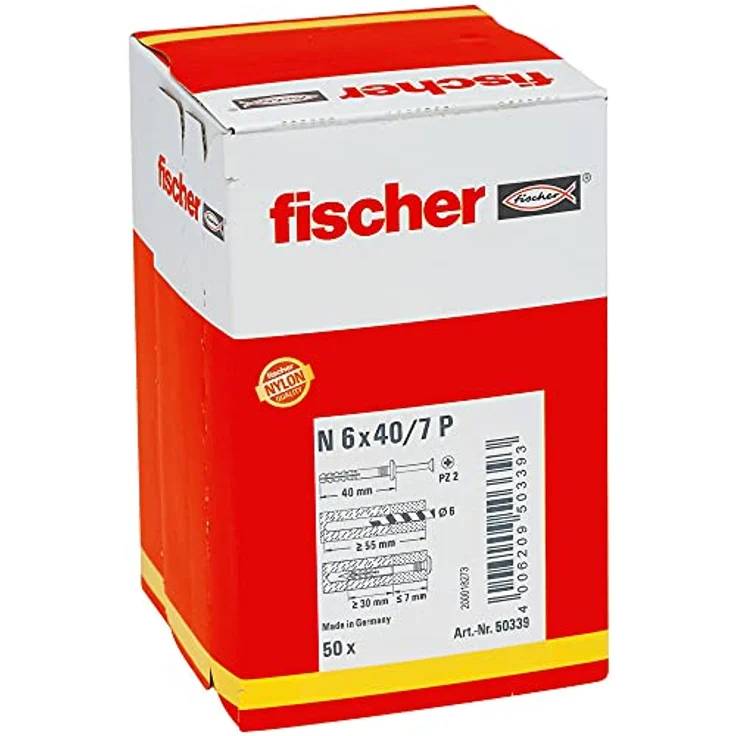 fischer Nageldübel N 6 x 40/7 P Pilzkopf - Preisvergleich – Bild 2