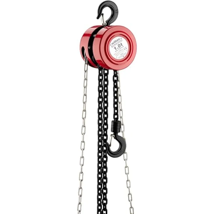 Wiltec Kettenzug 1000Kg 1T 3M, Flaschenzug mit drehbarem Lasthaken und robuster Stahlkonstruktion – Bild 1