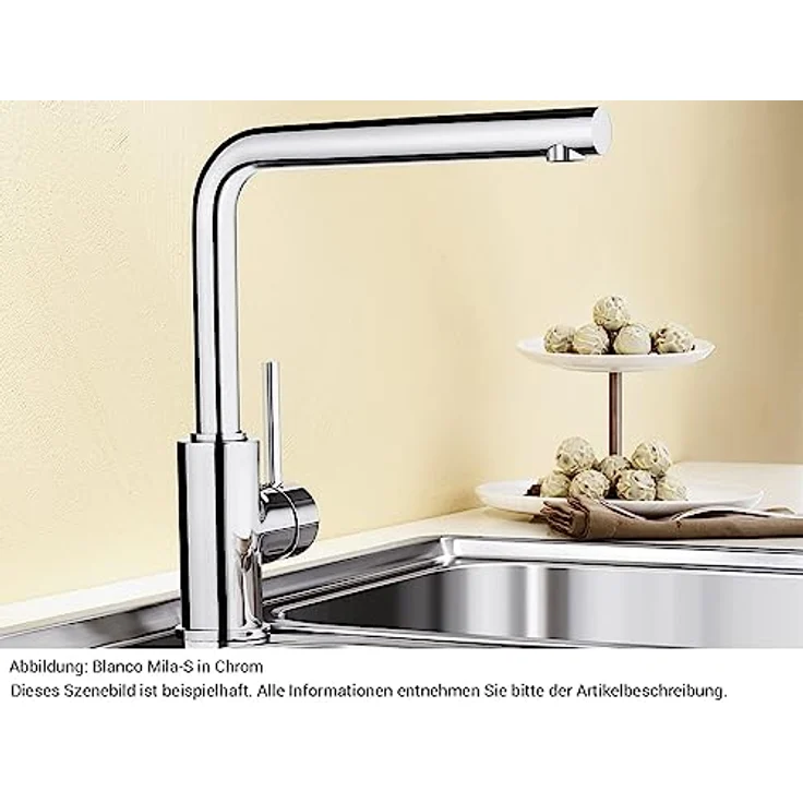 Blanco Mila-S chrom ND, Armatur mit herausziehbarem Auslauf und 360° schwenkbarem Auslauf, chrom – Bild 2