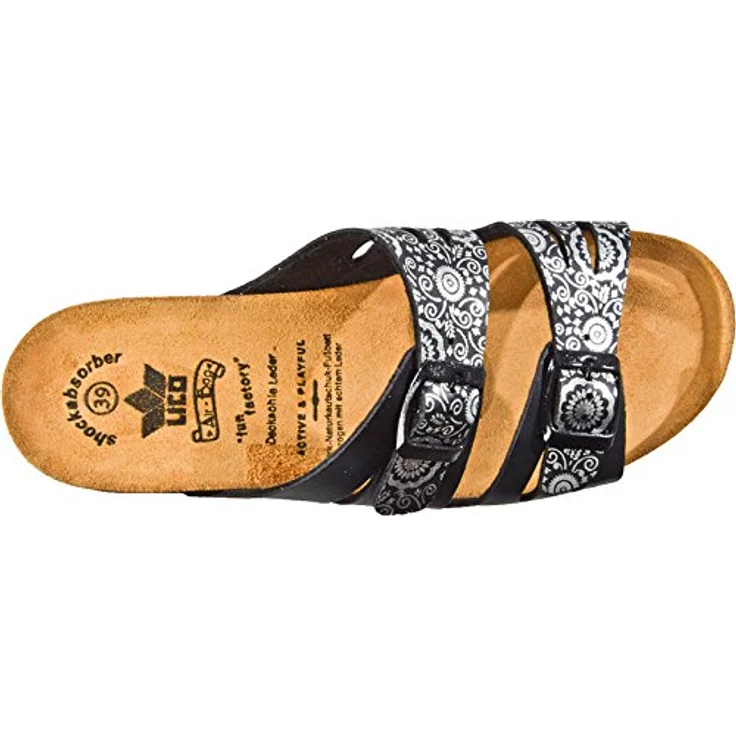 Lico Bioline Lady Classic Pantolette, Synthetik Obermaterial, dämpfungsaktive EVA-Laufsohle, Damen Slipper, Kork/Kautschuk Fußbett, schwarz – Bild 5