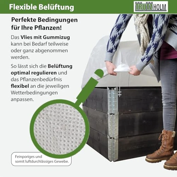 TRUTZHOLM Bogenabdeckung 120 x 80 cm, Hochbeet Abdeckung mit Vlies und stabilem Tunneldesign для optimalen Pflanzenschutz – Bild 4
