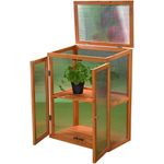 Feel2Home Gewächshaus Gewächshaus mit 2 Türen Garten Balkon Schrank Treibhaus Pflanzhaus, 1 Einlegeboden - Hellbraunes Fichtenholz, Klassisches Design, 58 × 37 x 78,5 cm