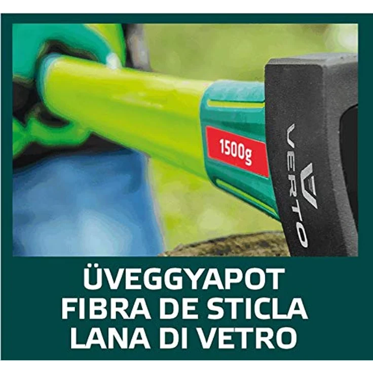 Verto Profi Axt 2500 g | Kopfplatte: 1500 g | Länge: 880 mm (35’’) | Fiberglasstiel Universalaxt Holzaxt Spaltbeil Spaltaxt Handbeil Forstbeil grün – Bild 4