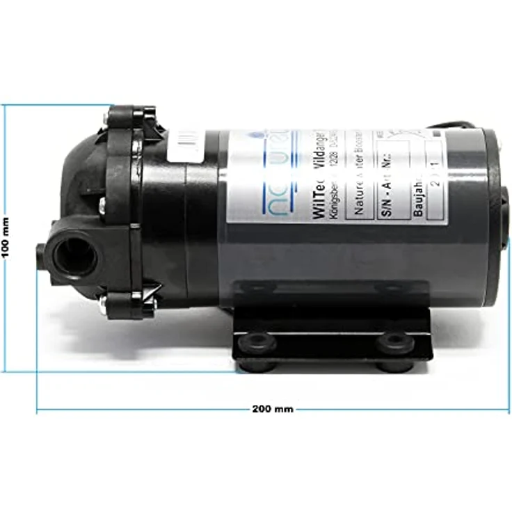 Naturewater Druckerhöhungspumpe 50 GPD (190 l), Booster Pumpe 24 W mit Geräuschdämpfung, Eingangsdruck 2 bar, Ausgangsdruck 5 bar für Umkehrosmoseanlagen – Bild 4