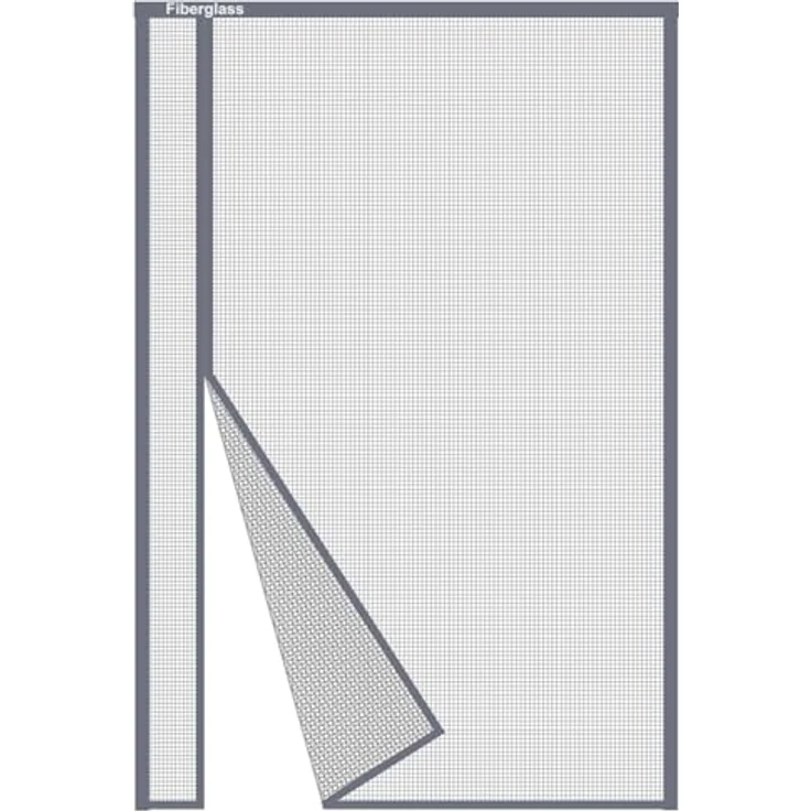 Risareyi Fliegengitter Tür Magnet 100x235cm, grau, Fiberglas Insektenschutz mit seitlicher Öffnung, einfache Klebemontage ohne Bohren – Bild 1