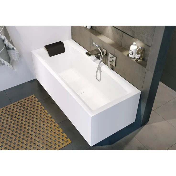 Riho Still Square, Plug&Play Badewanne mit Garnitur de vidage, rechteckig