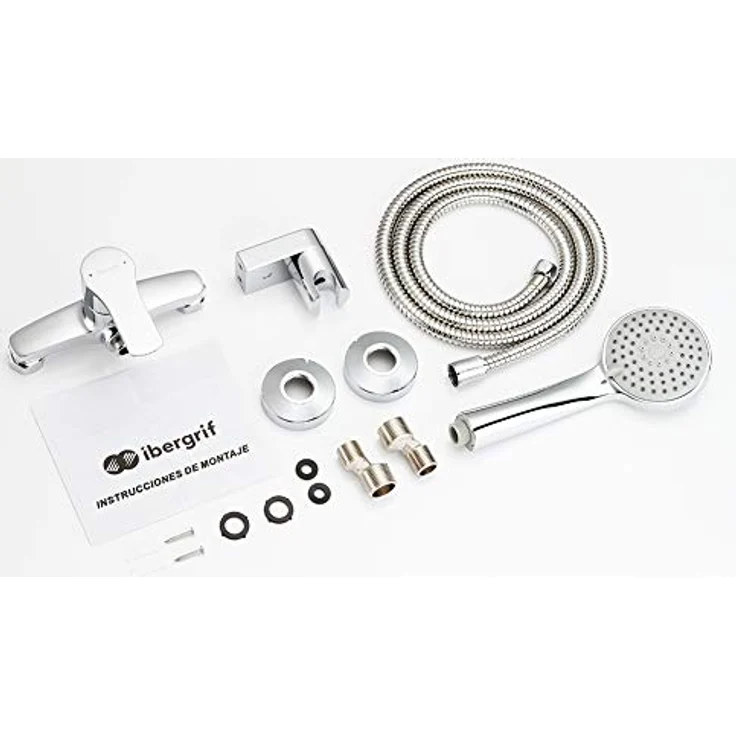 IBERGRIF M12057 Star, Einhebel Duscharmatur Set, Brausebatterie mit Duschkopf, Duschkopfhalter, und Brauseschlauch, Matt, Silber – Bild 9