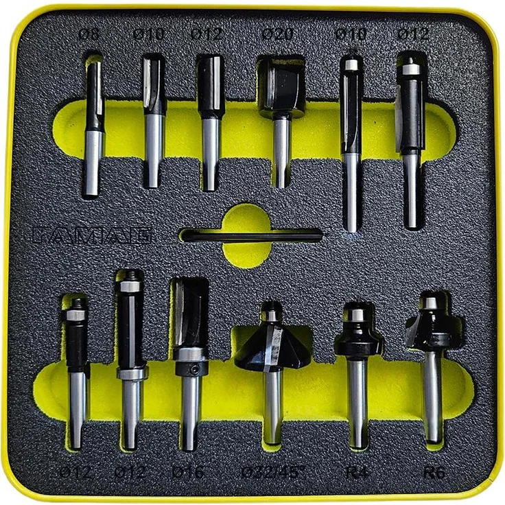 Magni HM Fräser-Satz Classic Line, 12-teilig, 8 mm Schaftdurchmesser, mit Kugellagern in Metallbox