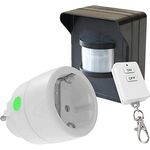PD-541 DIW-FUNK Bewegungsmelder für innen und außen mit Empfänger Funk Steckdose 2300W Zwischenstecker + extra Handsender