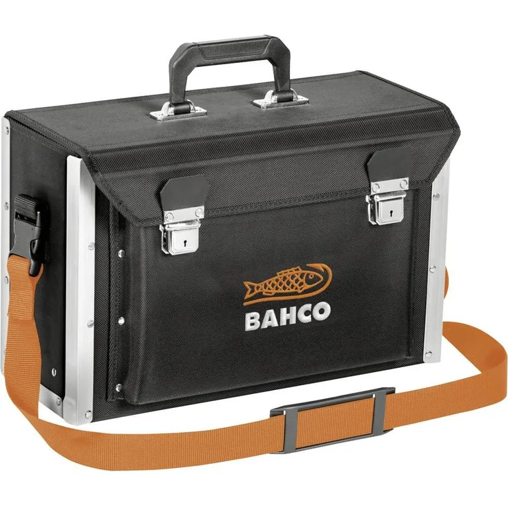 BAHCO Werkzeugkoffer Werkzeugkoffer, Aufklappbares Gehäuse, Innentaschen, Kunststoffgriff, Schultergurt, blau