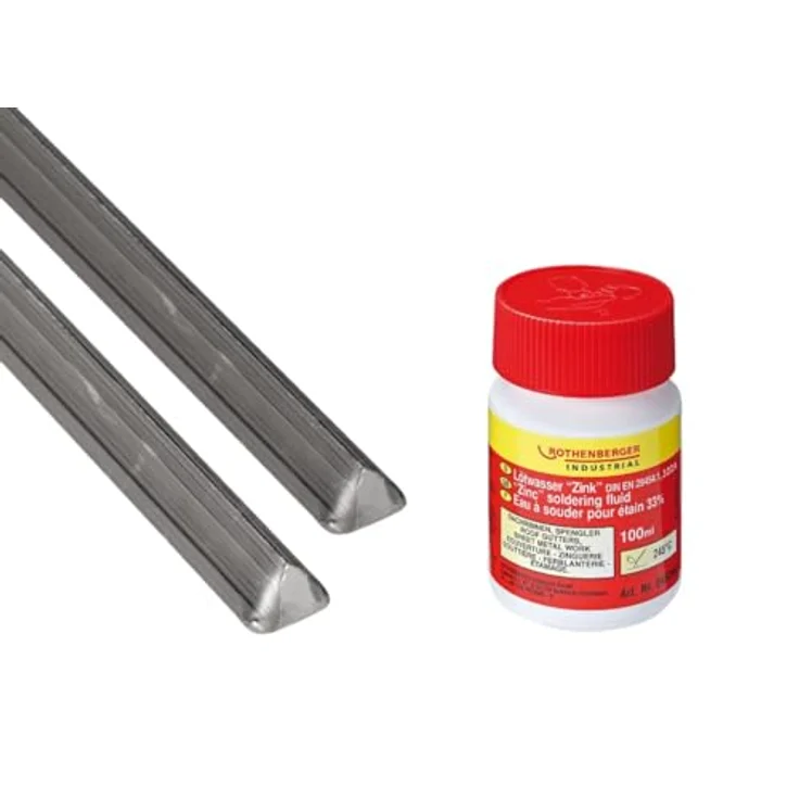 ROTHENBERGER Industrial Set ROLOT 611, 2 Packungen bleifrei Stangenlötzinn 100g mit Schmelztemperatur 199°C und Lötwasser 100 ml – Bild 1