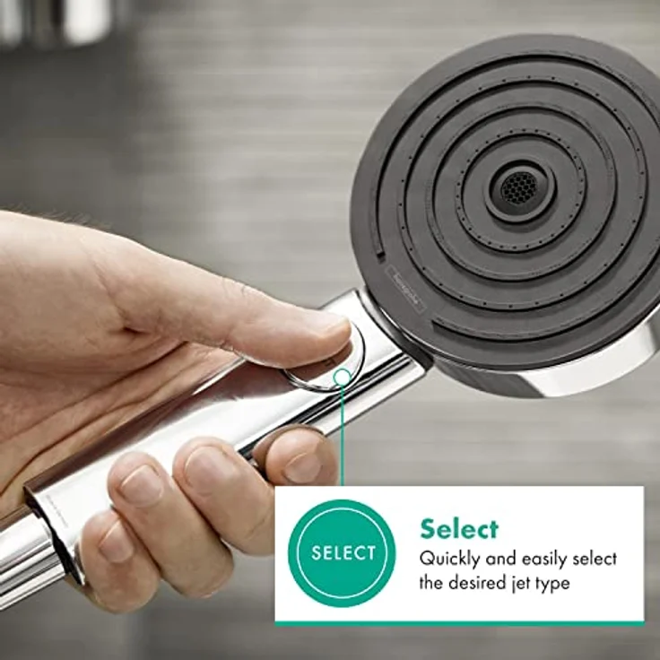 Hansgrohe Pulsify Select S Handbrause, 10,5cm, 3 Strahlarten Activation, PowderRain, IntenseRain, MonoRain – Bild 6