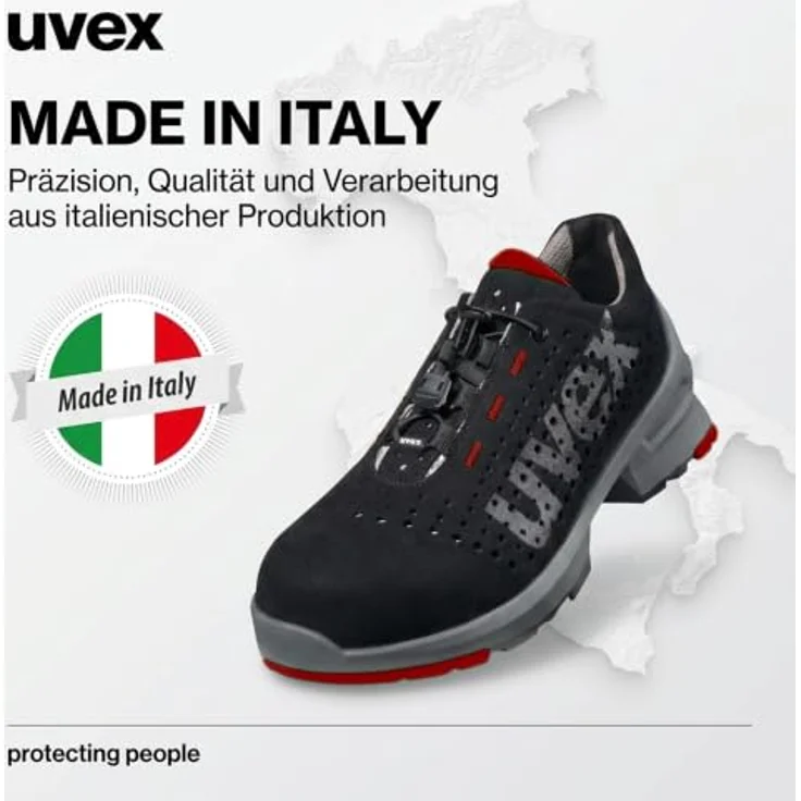 Uvex 8546, Unisex Sicherheitsschuhe, Schwarz/Grau/Rot, S1 FO, rutschfest, Schnürverschluss, ESDfähig – Bild 7