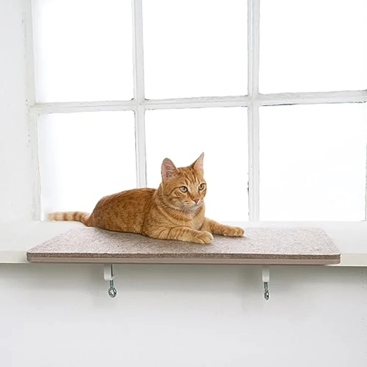 LucyBalu® Fensterbrettauflage für Katzen aus Wollfilz | Liegematte Fensterbank Katze | Katzenkissen | Fensterliegeplatz Katzen | Katzenbett Fensterbank | Fensterliege als Katzenfensterbett | Sand - Preisvergleich – Bild 3