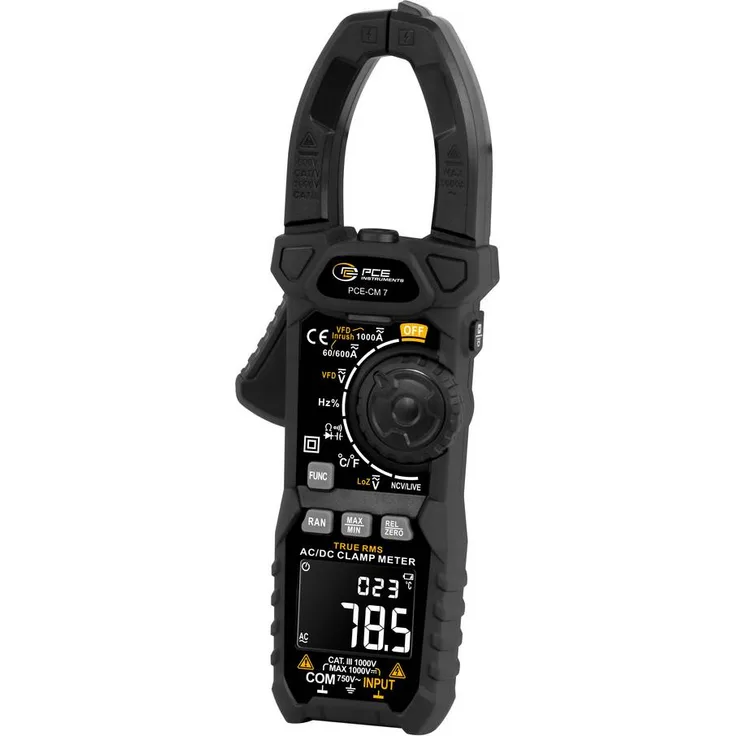 PCE Instruments PCE-CM 7 Digital-Multimeter, Hand-Multimeter mit Datenlogger, CAT III 1000V, True RMS, 6000 Counts, LED-Taschenlampe