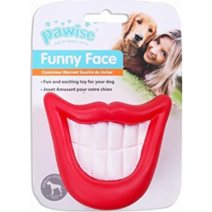 PAWISE Funny Face Spielzeug in Form eines Lächelns, 9 cm, aus robustem Kunststoff, geeignet für Hunde, sicheres Material