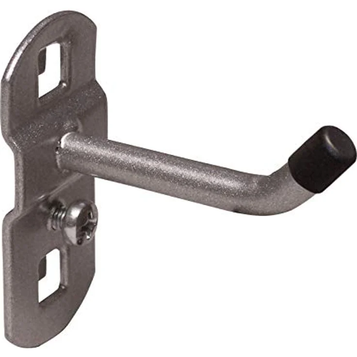 ADB Werkzeughalter Lochwand Haken Halter 200 mm mit schrägem Hakenende, Farbe Weißaluminium (RAL 9006)