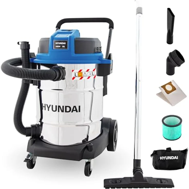 Hyundai Nass- / Trockensauger VCWD1650E, 1600 W, 50l, Edelstahltank, Gebläsefunktion – Bild 1