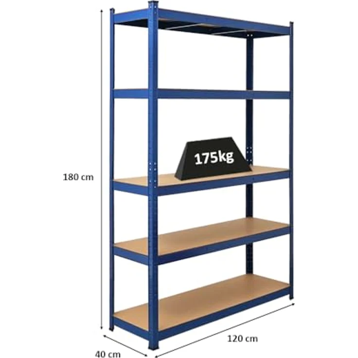 PROREGAL Schwerlastregal Ragnar für Gesamtlast 875kg Maße: 180x120x40 Blau, Kellerregal, Steckregal, Garagenregal, Lagerregal – Bild 2