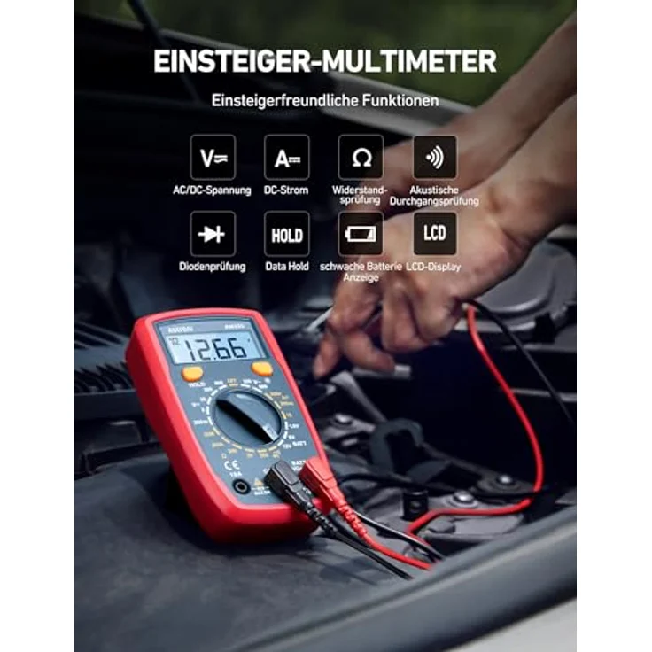 AstroAI Multimeter Digital Multimeter mit Ohm Volt Ampere Spannung Tester Messung – Bild 2