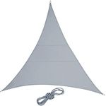 Relaxdays Sonnensegel, dreieckig, 4x4x4 m, konkav, PES-Gewebe, wasserabweisend, Sonnenschutz mit Spannseilen, hellgrau