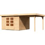 Karibu Gartenhaus Askola 6, 558x331 cm, mit Anbaudach, nordische Fichte, Kesseldruckimprägnierung