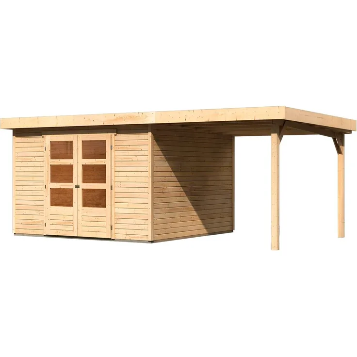 Karibu Gartenhaus Askola 6, 558x331 cm, mit Anbaudach, nordische Fichte, Kesseldruckimprägnierung