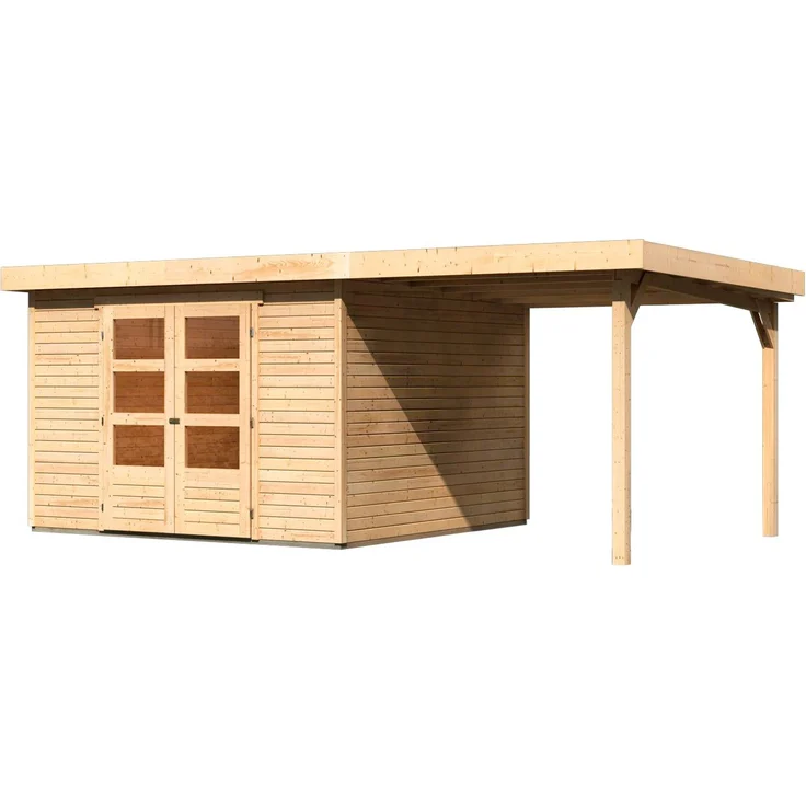 Karibu Gartenhaus Askola 6, 558x331 cm, mit Anbaudach, nordische Fichte, Kesseldruckimprägnierung