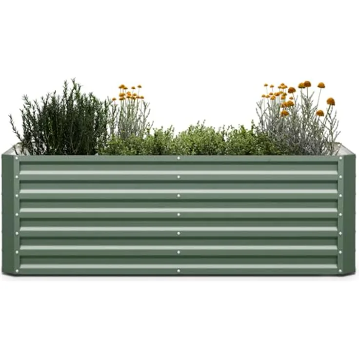 blumfeldt Garten-Hochbeet aus verzinktem Stahl, 180x60x90 cm - gerade Form, rost- & frostsicher für Ganzjahresnutzung - einfache Montage - ideal für Bio-Gemüse & Floristik