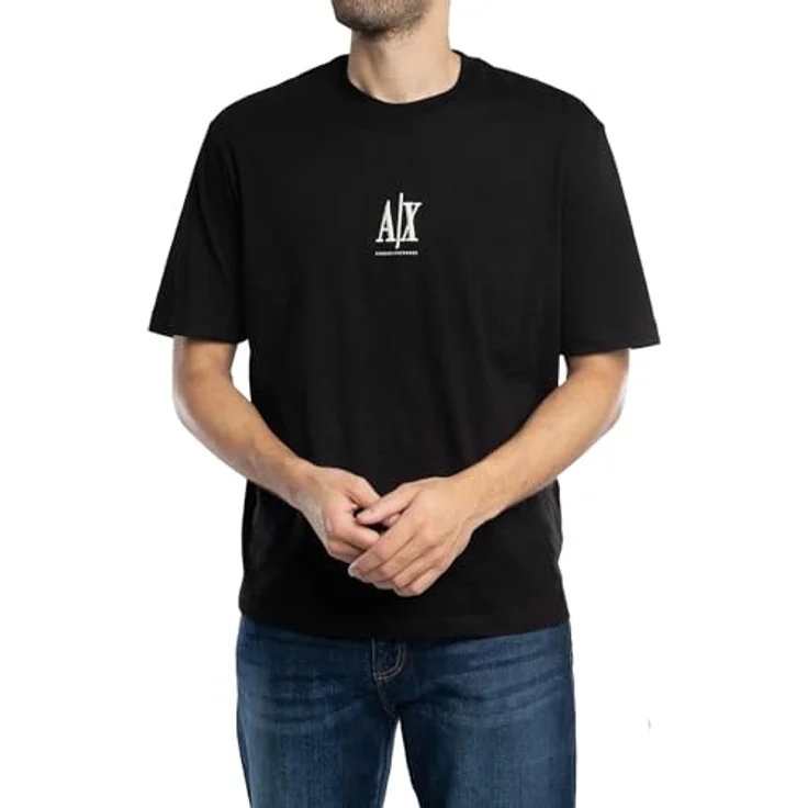 Armani Exchange Herren T-Shirt, Schwarz, Slim-Fit mit gesticktem Logo, Größe M – Bild 1