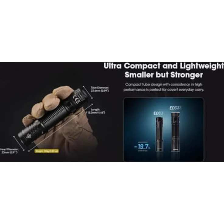 Nitecore EDC31, LED-Taschenlampe mit 3500 Lumen, USB-aufladbar, IP68-wasserdicht, Lumin Shield, Rapid Lock System, ATR Temperatursteuerung, schwarz – Bild 5