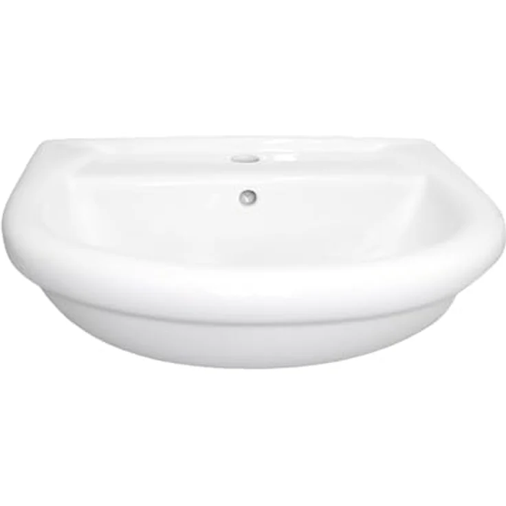 STABILO Sanitaer Keramik Wandhängewaschbecken 56 x 44 x 21 cm, Weiß, mit Überlaufschutz, Montageset, inkl. Abflussrohr und Abflussstopfen – Bild 1