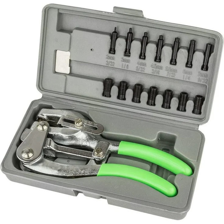 DEMA Kombizange Blech-Lochzangen-Set im Koffer, Stabil (Metallguss) mit spezieller Hebeluntersetzung