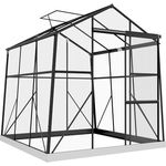 Outsunny Gewächshaus Aluminium 192 x 192 x 204 cm Treibhaus 3,68 m² Tomatenhaus mit Fenster, Schiebetür, Fundament, Aufzucht Pflanzenhaus für Garten, Balkon, Schwarz