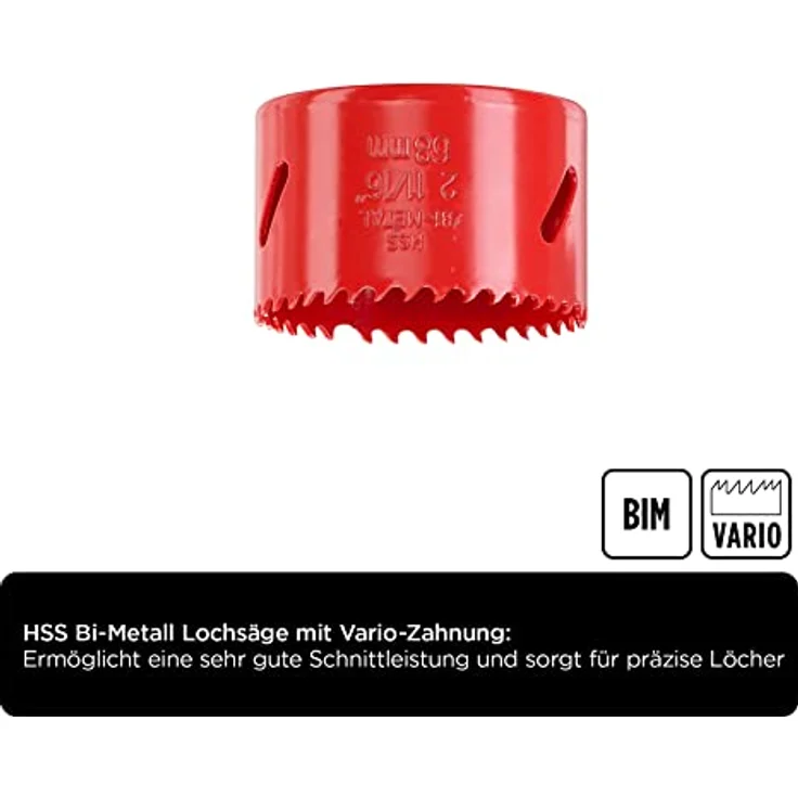kwb 599290 Lochsägen 68-mm, 6-teiliges Set, Grundaustattung f. Elektriker inkl. Fliesenbohrer + Universal-Bohrer-Metallbohrer – Bild 3