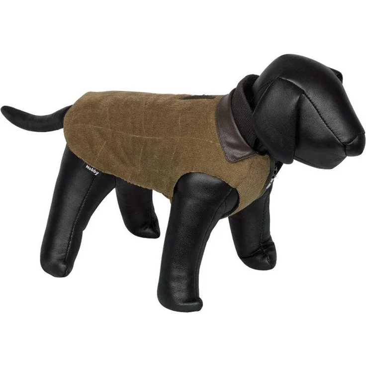 Nobby Hundemantel Corduro coffee, leichter Mantel mit kariertem Fleecefutter