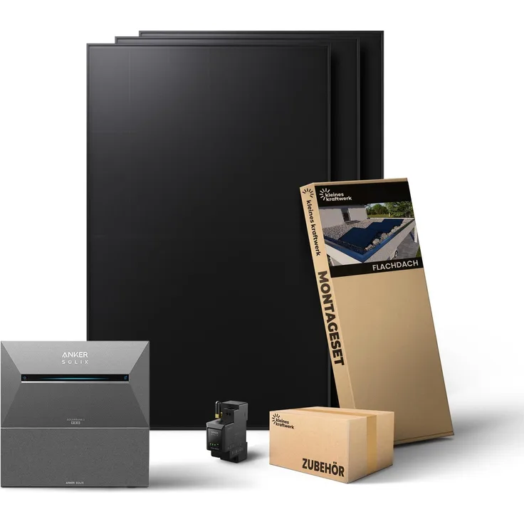 Kleines Kraftwerk 1440W Balkonkraftwerk mit bifazialen Modulen, Anker Solarbank 3, 2,7 kWh Speicher, 0% MwSt