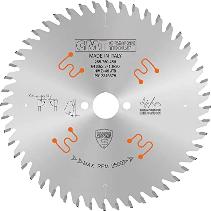 CMT ORANGE TOOLS 285.760.48H, Kreissägeblätter Chrome HW 160x2.2/1.6x20 Z48 ATB 12°, extrem leise dank CMT EXTREME BALANCING – Bild 1
